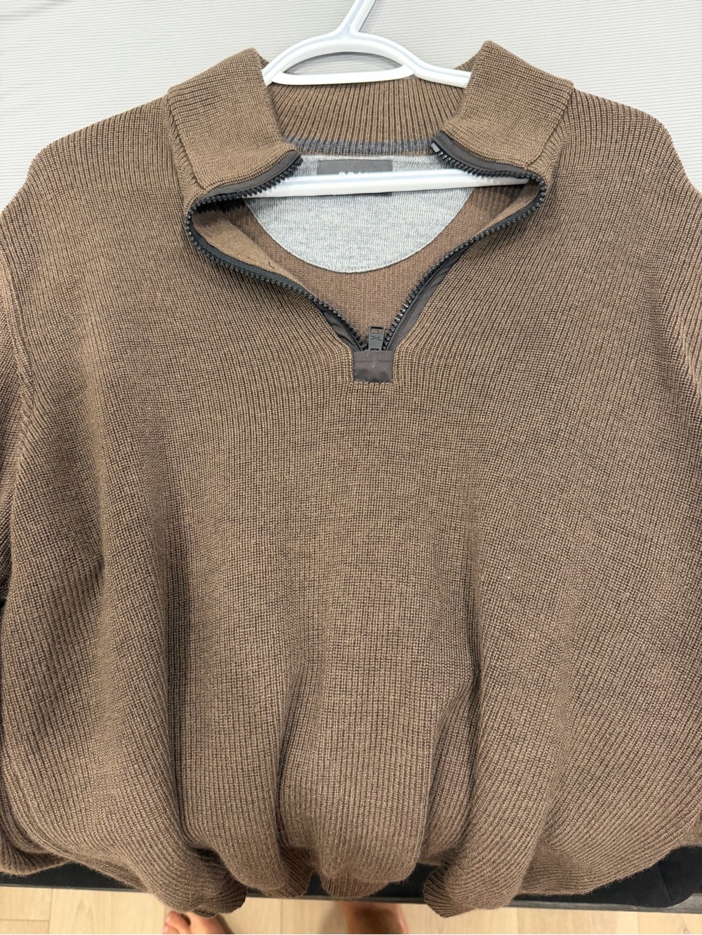 Men's Brown Half-Zip Knit Sweater